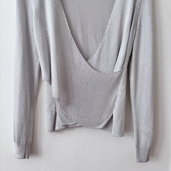 Michelle Mason Metallic Cross Wrap Sweater - Picture 6 of 8